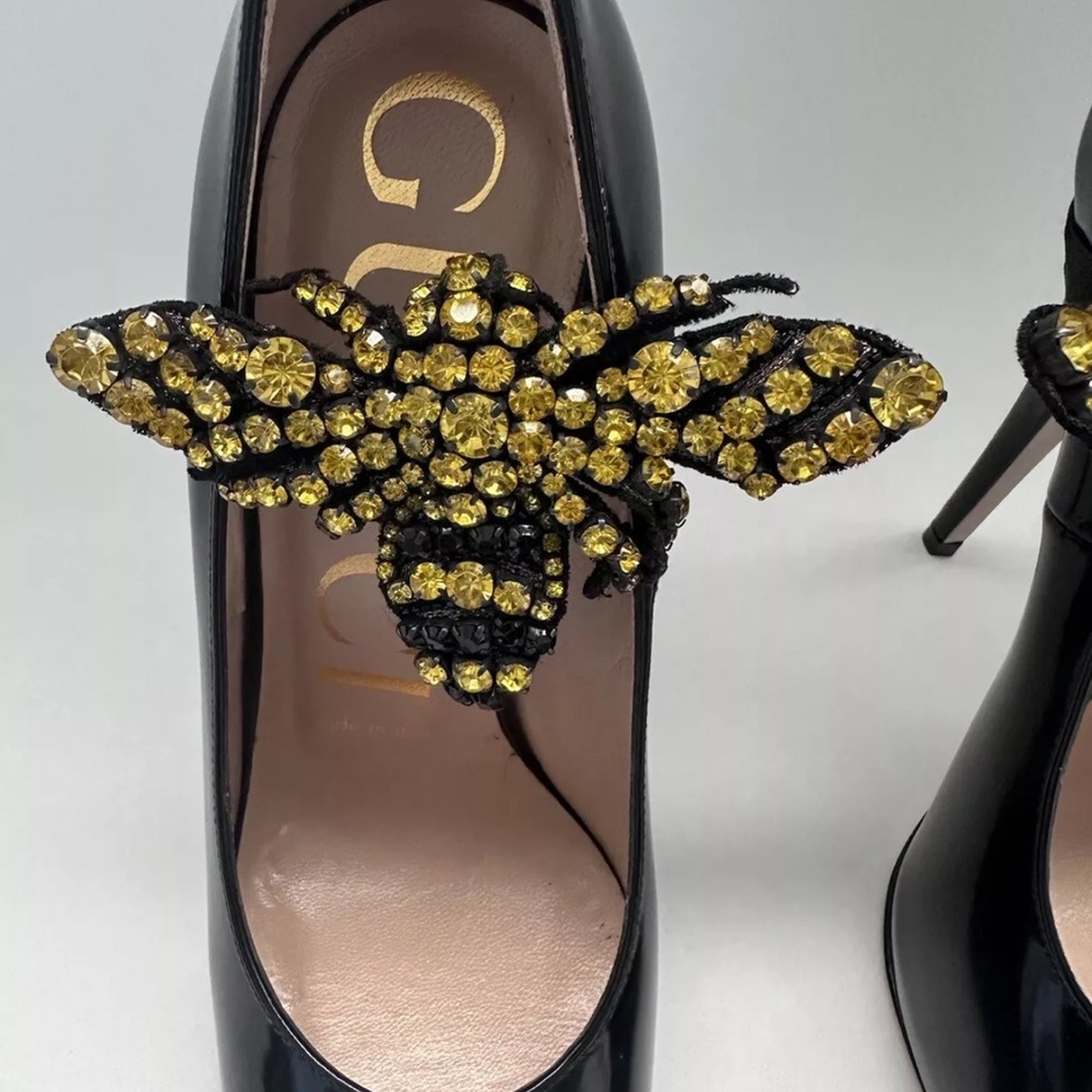 Gucci Elaisa black Leather Heels Shoes size 35 - Picture 4 of 11
